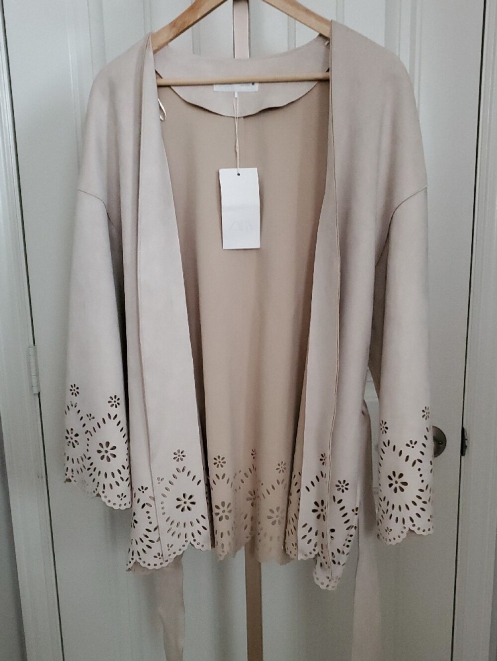 Zara Woman DIE-CUT SUEDE EFFECT TRENCH COAT Jacket Size M-L - Picture 6 of 13